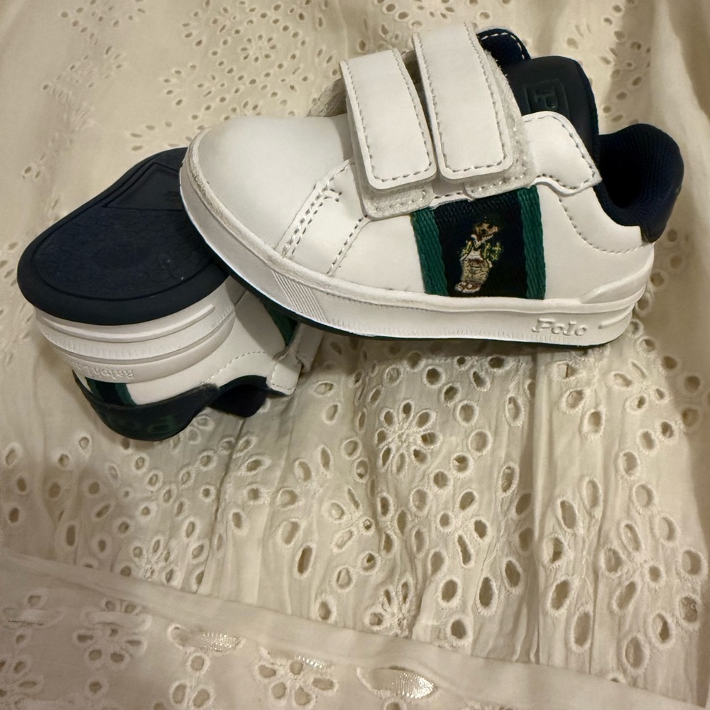 Polo by Ralph Lauren BABY White and Navy Sneakers